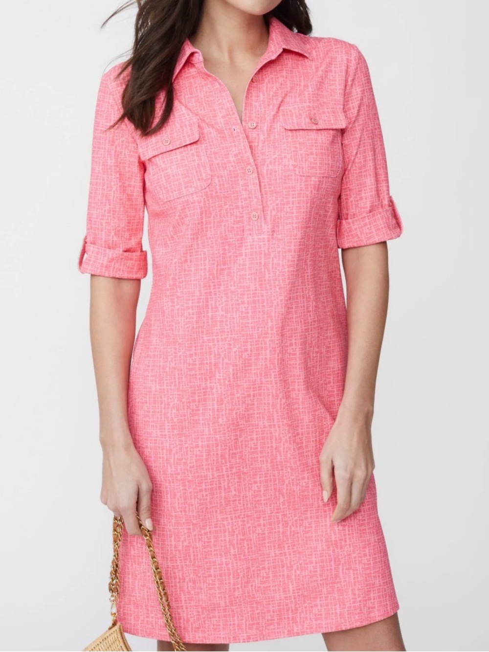 J. McLaughlin Coral and Light Pink Patterned Women’s Top